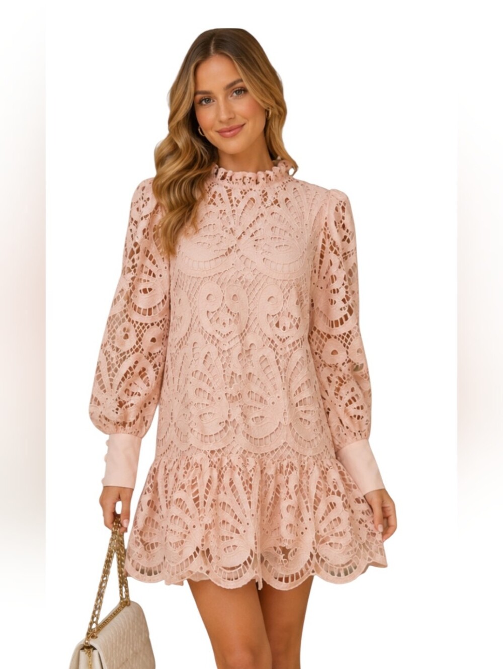 NWT Karlie Blushing Babe Lace Mini Dress Blush Pink Size M